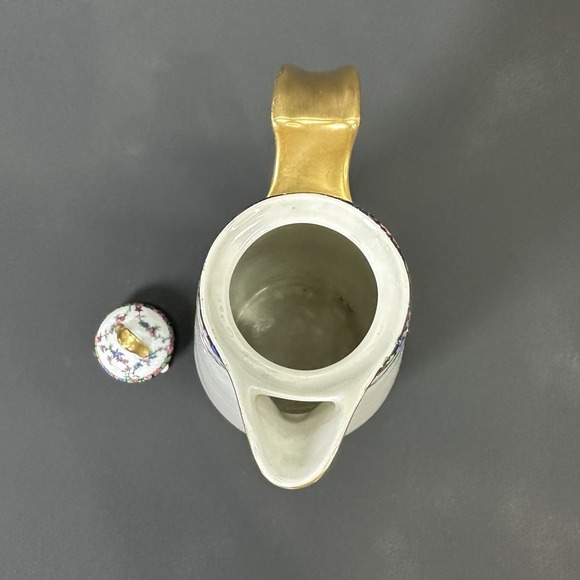 Vintage Haviland & Co Limoges Pitcher With Gold Trim and Beautiful Floral Design - Picture 9 of 12